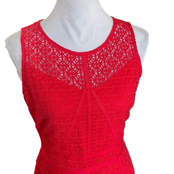 Skies are Blue sleeveless red lace aline summer party event dress size small - Picture 6 of 13